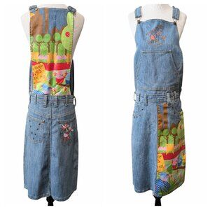 Rosalita McGee Womens Size S Love Central Park Painted Studs Denim Overall Dress